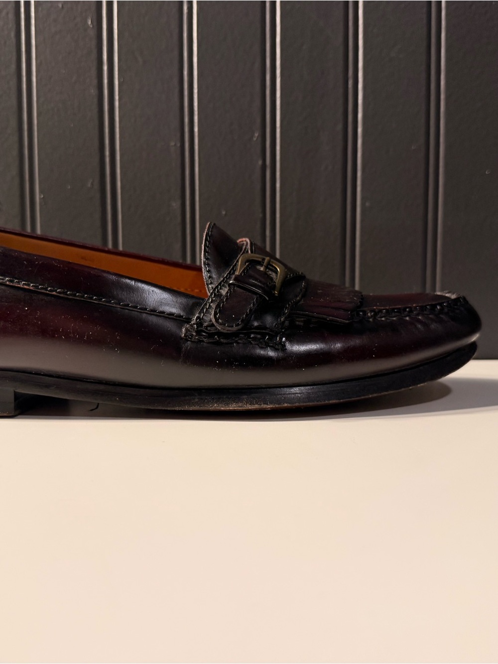Cole Haan men's burgundy leather kiltie buckle monk strap loafers 9.5d - Picture 9 of 16